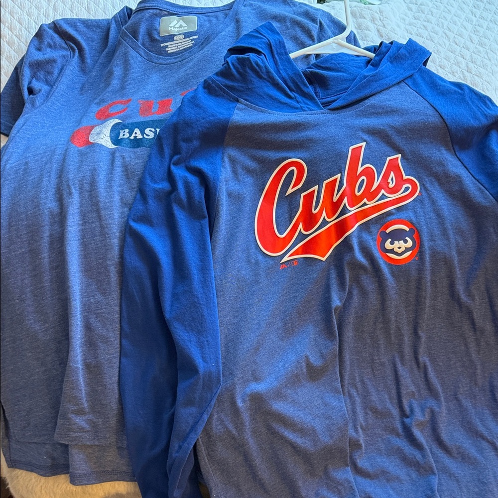Majestic Blue Cubs Shirts with Red Logo